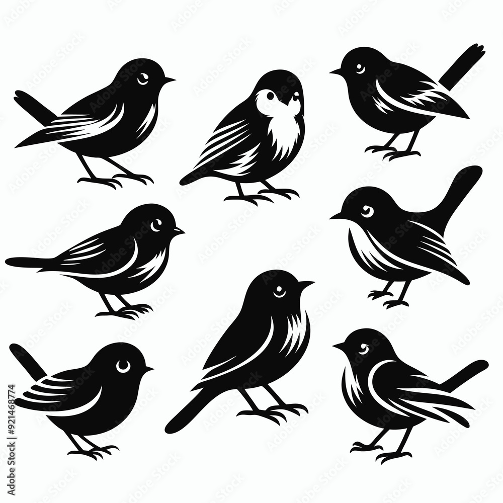 set of silhouettes of birds Vector illustration silhouette image icon set of silhouettes of birds Vector illustration silhouette image icon