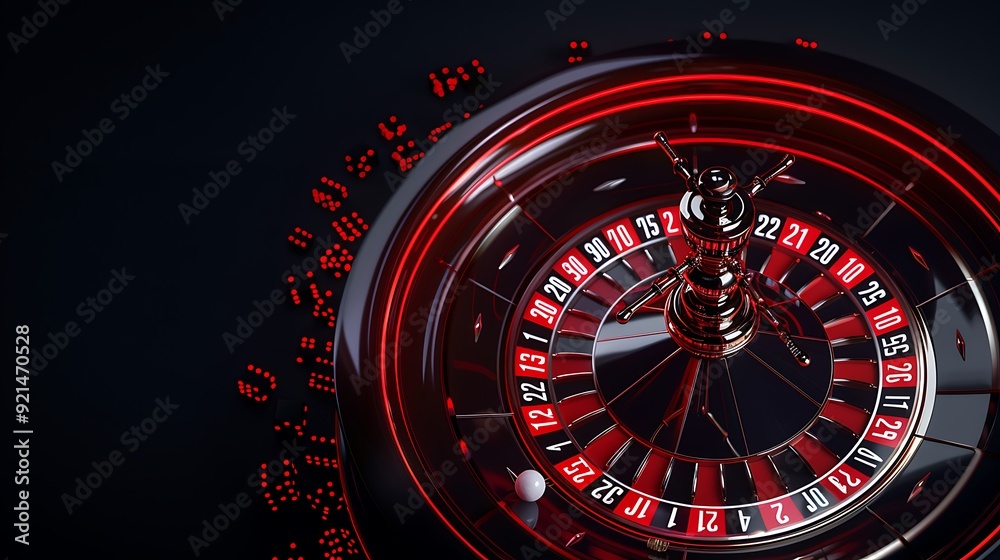Blackjack Roulette Wheel with Red Glowing Lights Blackjack Roulette Wheel with Red Glowing Lights