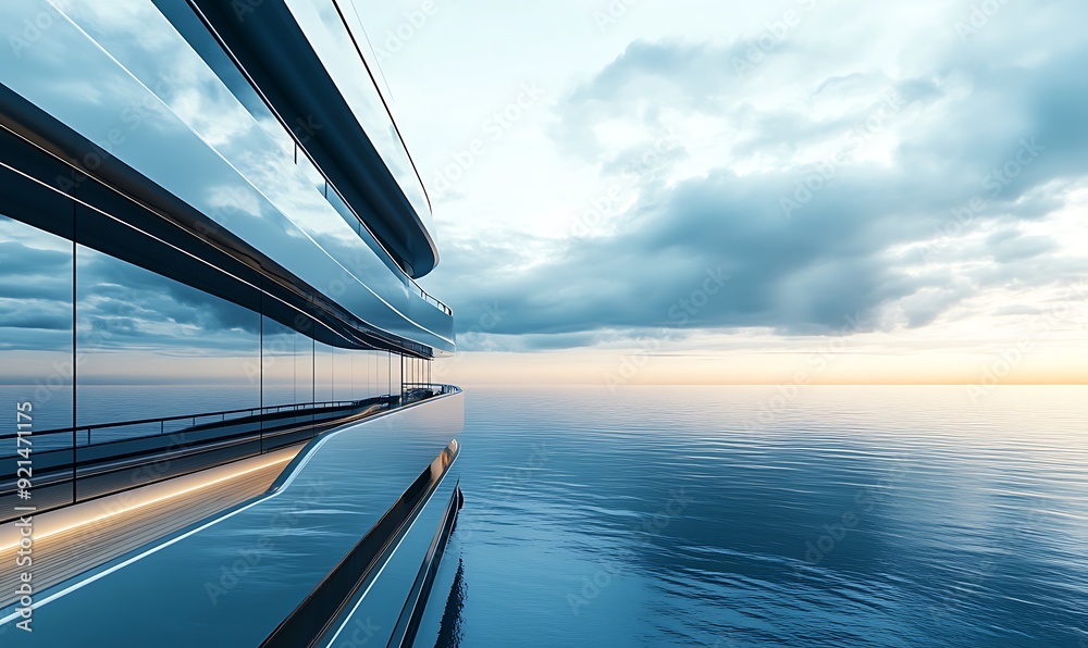 Fototapeta premium Luxury Yacht at Sunset on Calm Waters