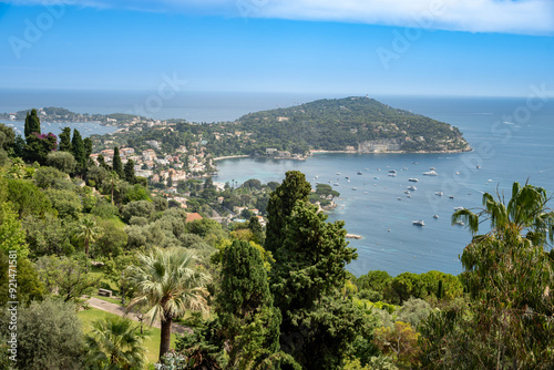 Panoramic view of Saint-Jean-Cap-Ferrat commune in Alpes-Maritimes in Provence-Alpes-Cote d'Azur, French Riviera, France photo