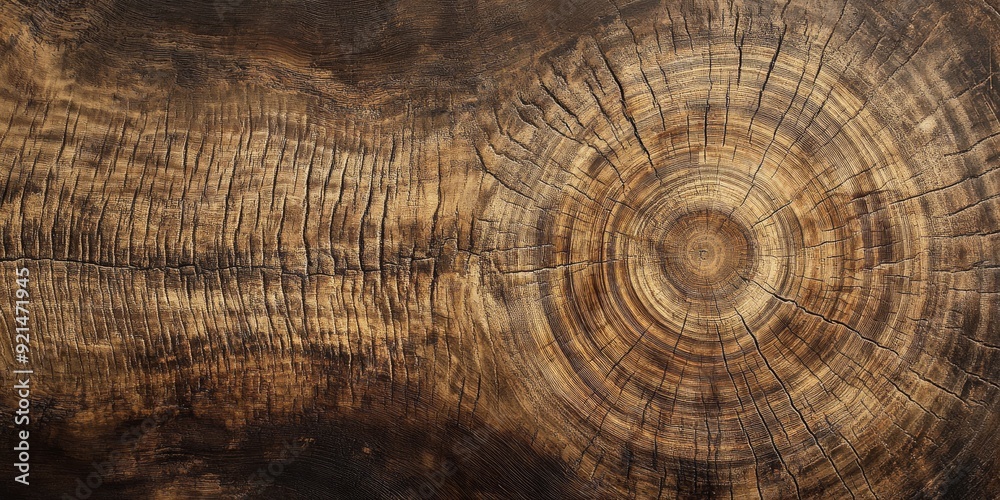 Fototapeta premium Cross-section of an Ancient Tree Trunk with Growth Rings