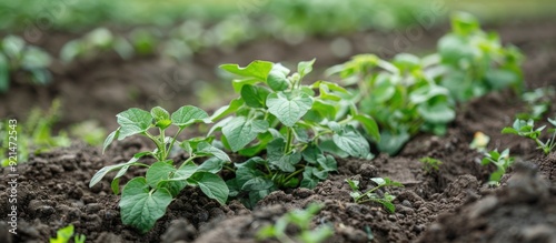 Green Potato Plants Growing in the Garden