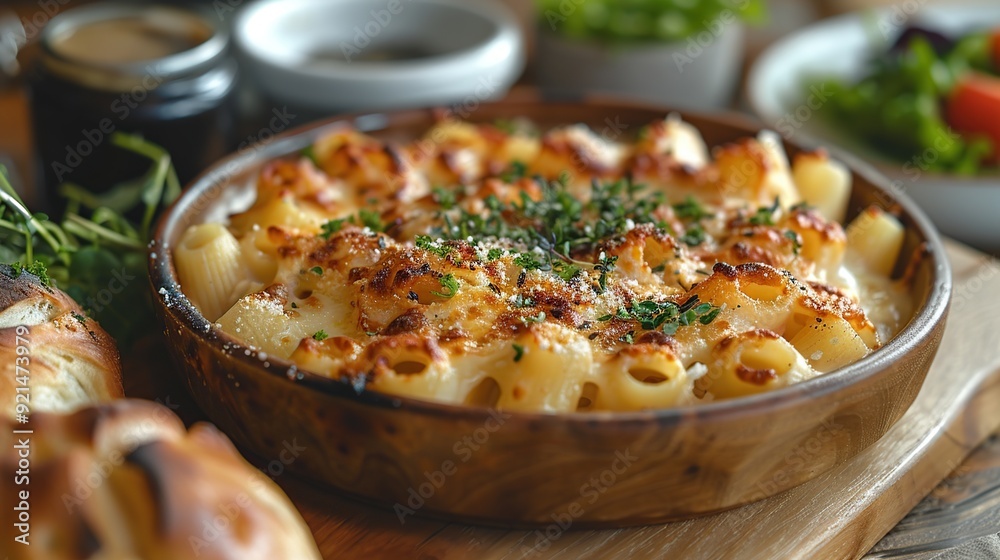 Macaroni and Cheese in a Wooden Bowl Macaroni and Cheese in a Wooden Bowl