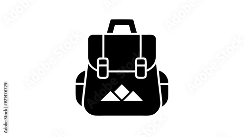 Hiking backpack solid icon, Summer tourism concept, Tourist camping bag sign on white background, Travel backpack icon in glyph style for mobile concept and web design. Vector graphics. stock illustra