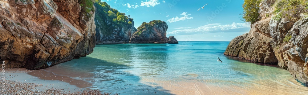 Secluded Beach Cove Surrounded by Rugged Cliffs Secluded Beach Cove Surrounded by Rugged Cliffs