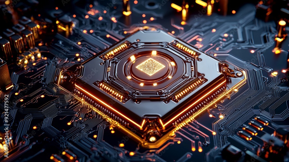 Obraz premium Superconducting qubits, quantum processor core