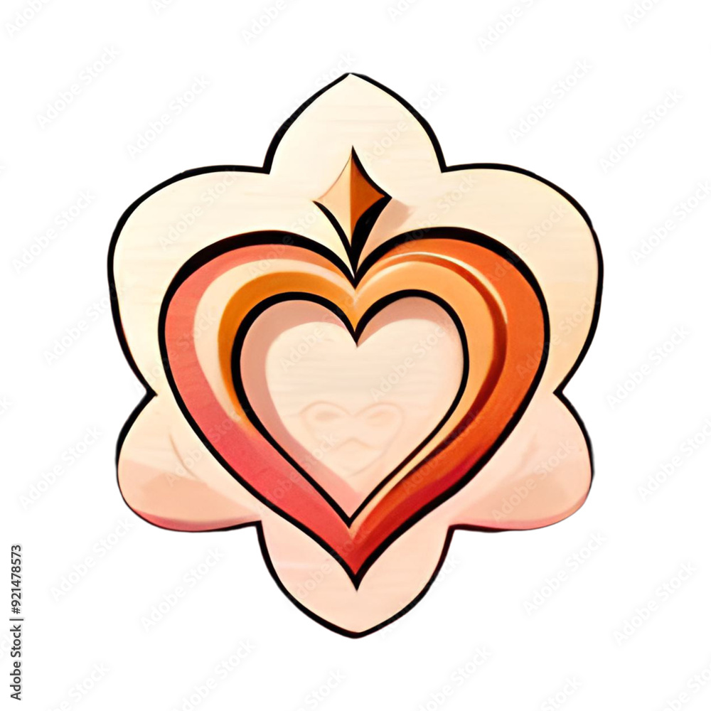 Fototapeta premium Negative Space Heart Outlined Crown Charm Peach Oak Leaf Backdrop 462