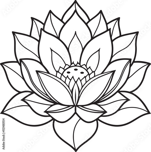 Mandalas black color vector outline. Style Coloring flower