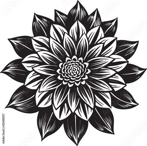 Mandalas black color vector outline. Style Coloring flower