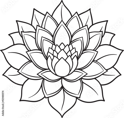 Mandalas black color vector outline. Style Coloring flower