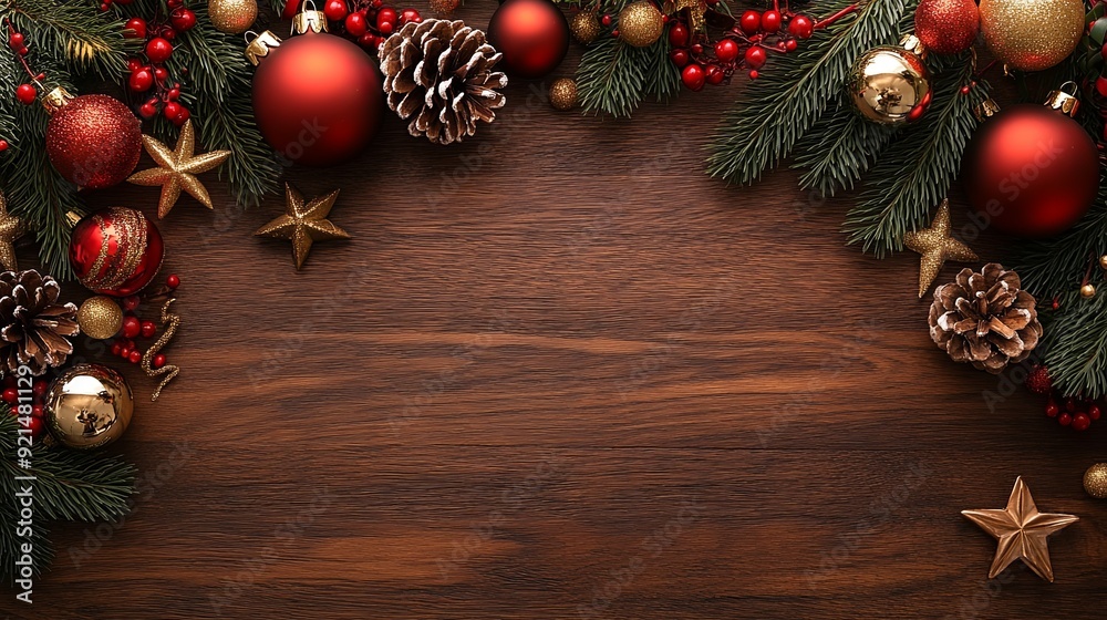 Festive Christmas Decorations. Joyful Holiday Celebration concept Festive Christmas Decorations. Joyful Holiday Celebration concept