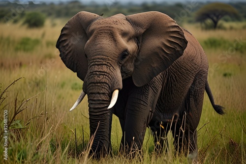 View of elephants in Hluhluwe-Imfolozi Park (Umfolozi), the oldest nature reserve in Africa, KwaZulu-Natal Province, South Africa Generative AI photo