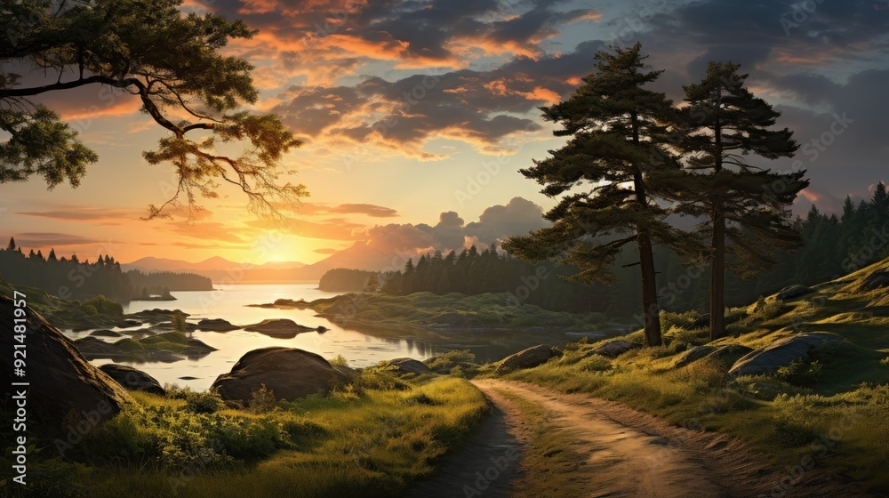 Fototapeta premium beautiful nature landscape panoramic photo