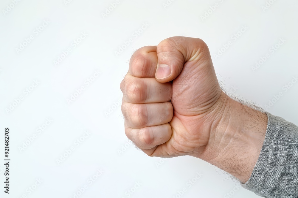 Close-Up of Clenched Fist on White Background Close-Up of Clenched Fist on White Background