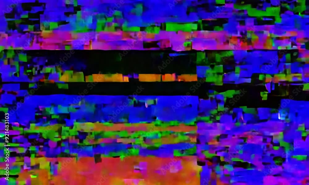 Animation video background static color noise glitch error video damage bad interference and no signal 