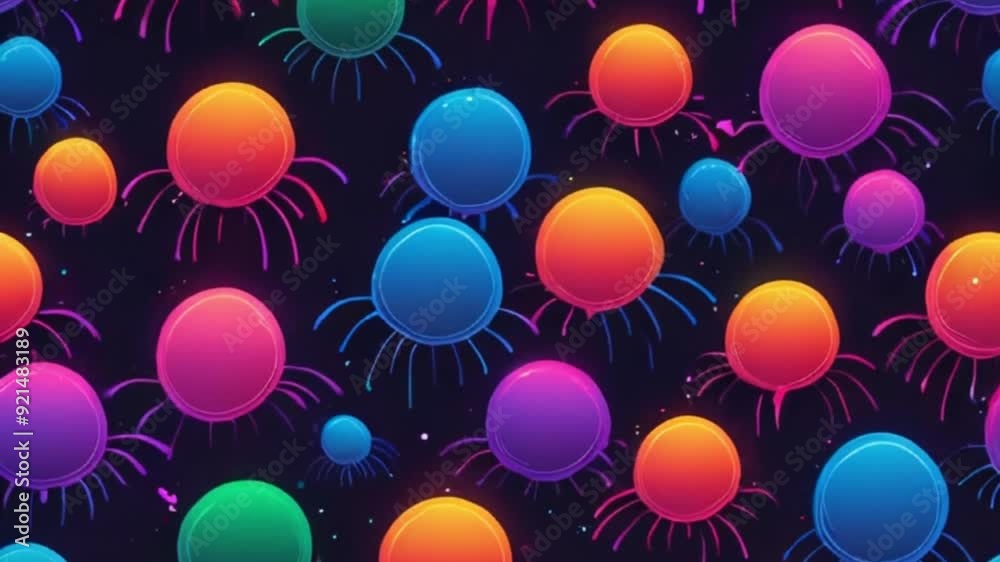 Abstract neon rainbow color blobs dark background, motion Abstract neon rainbow color blobs dark background, motion