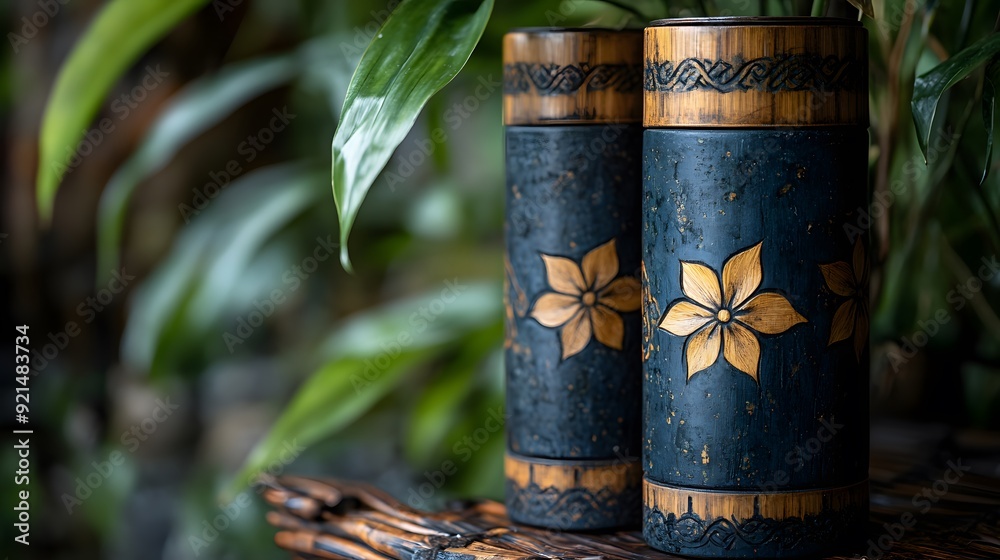 Auspicious Bamboo with Modern Motifs: Bamboo featuring contemporary motifs and bold design elements, symbolizing strength and success