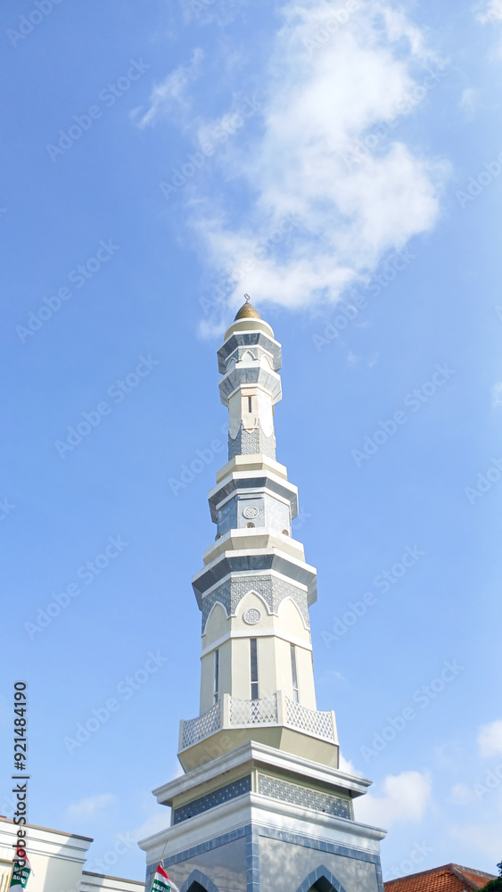 View of the Grand Mosque Tower with Loudspeakers for the call to prayer View of the Grand Mosque Tower with Loudspeakers for the call to prayer