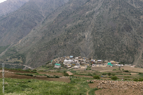 Trilokinath village and temple Garsha Phagpa on left bank of the Chenab River village of Udaipur photo