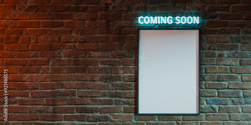 copy space poster mockup for motion picture with red bricks. 3d rendering