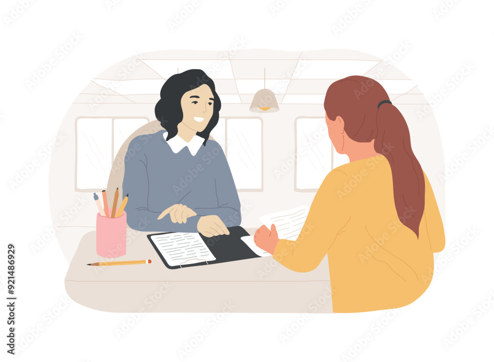 Interviewing candidate isolated cartoon vector illustrations.