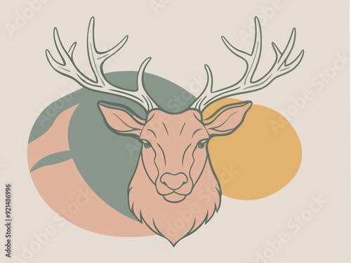 caribou head logo vector illustration 