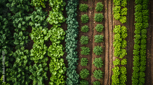 Sustainable Agriculture: A Green Revolution, Lush Sustainable Farm Landscape with Crop Rotation, Organic Farming Practices on a Vibrant Farm, Eco-Friendly Agricultural Techniques Depiction