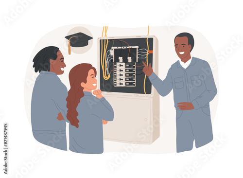 Electrical installation and maintenance isolated cartoon vector illustrations.