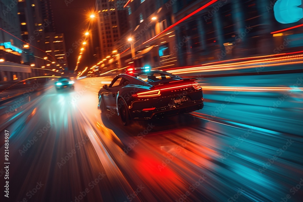 ai generative police car in high speed chase ai generative police car in high speed chase