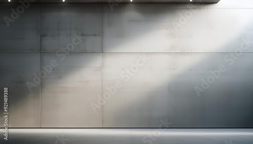 Modern interior with concrete wall and soft lighting. Ideal for minimalist design and architectural presentations.