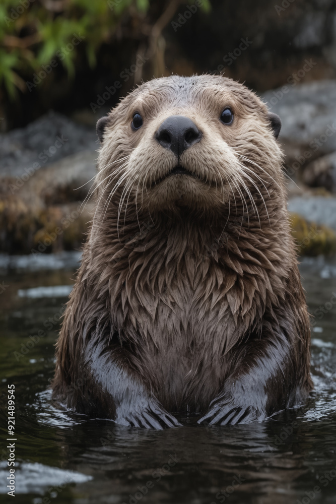 Curious Sea Otter Emerging from Water Curious Sea Otter Emerging from Water