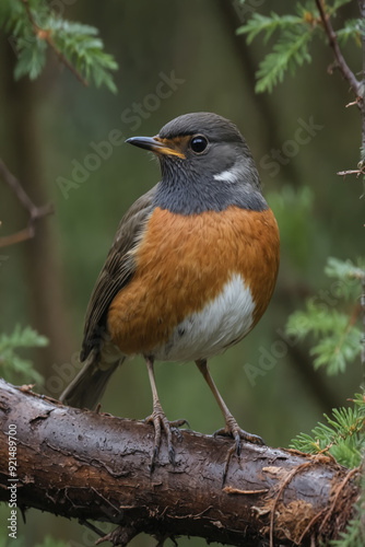 Close-up of an American Robin on a Branch