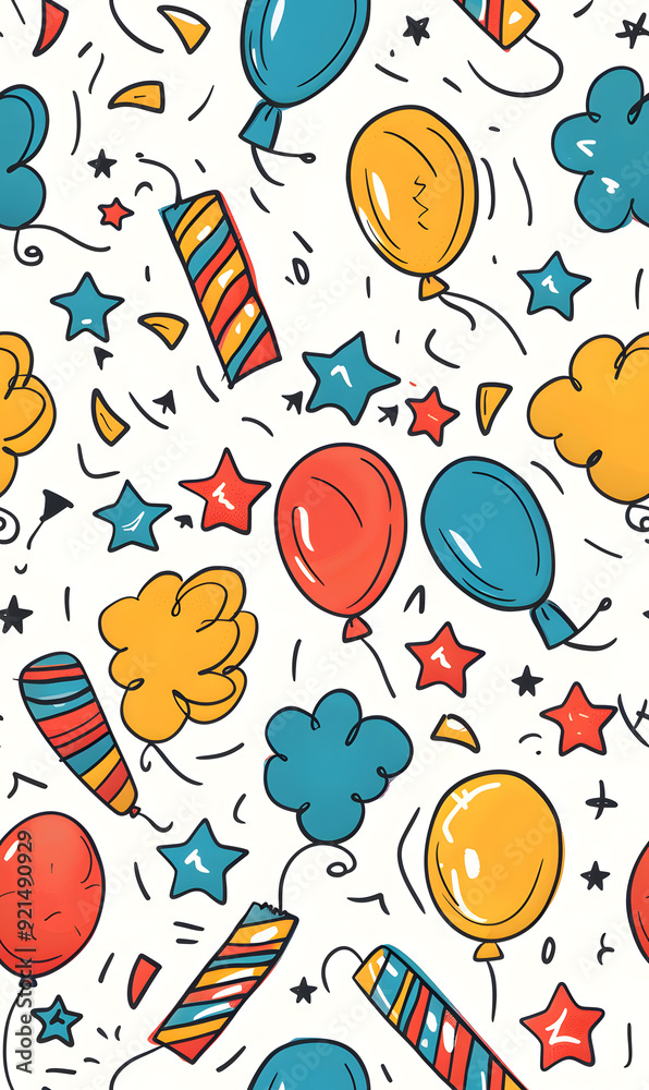 New Year and Christmas 2d cartoon or graphic advertising background, Seamless pattern