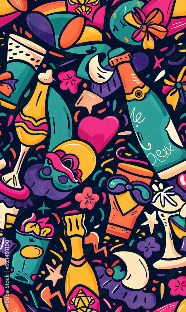 New Year and Christmas 2d cartoon or graphic advertising background, Seamless pattern New Year and Christmas 2d cartoon or graphic advertising background, Seamless pattern