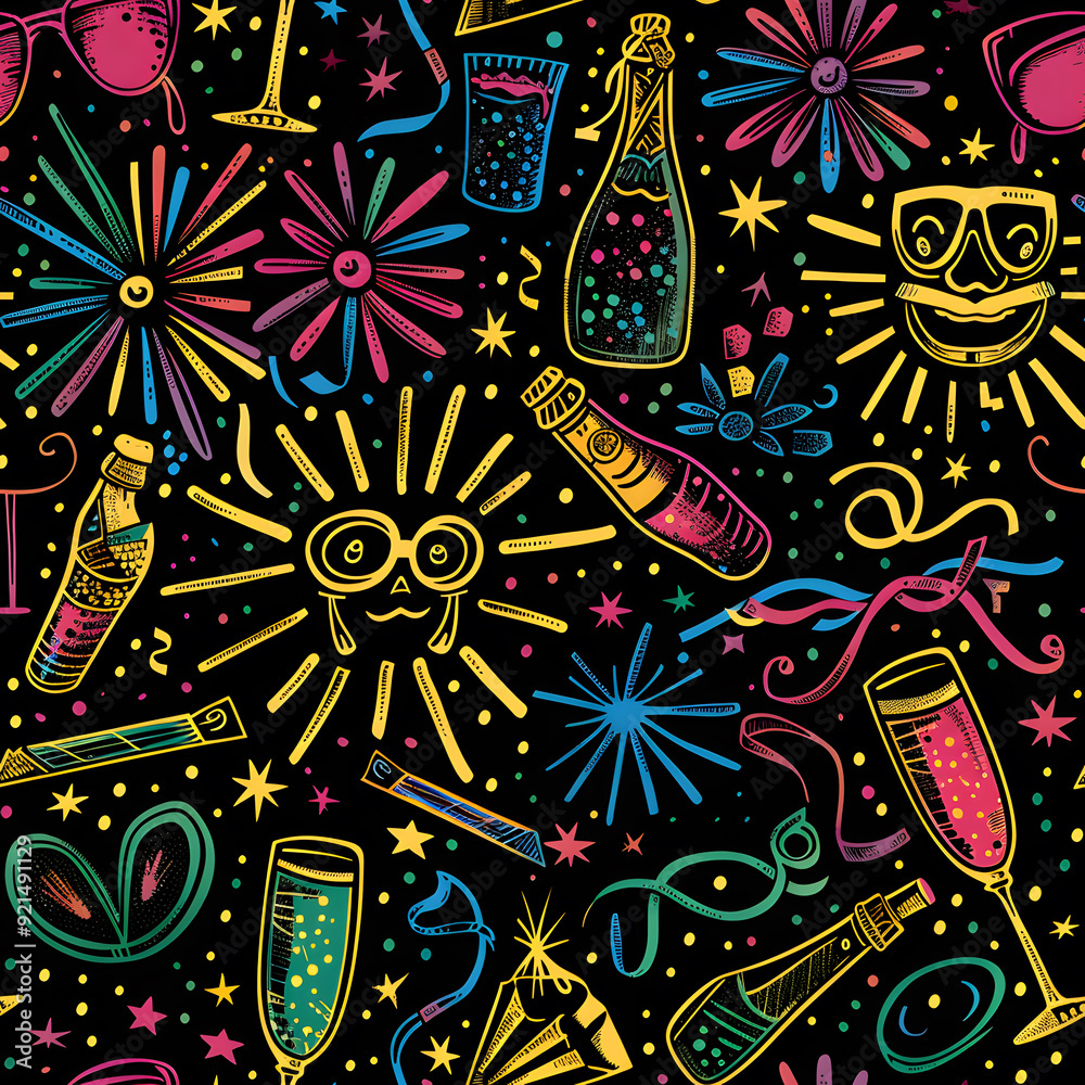 New Year and Christmas 2d cartoon or graphic advertising background, Seamless pattern New Year and Christmas 2d cartoon or graphic advertising background, Seamless pattern