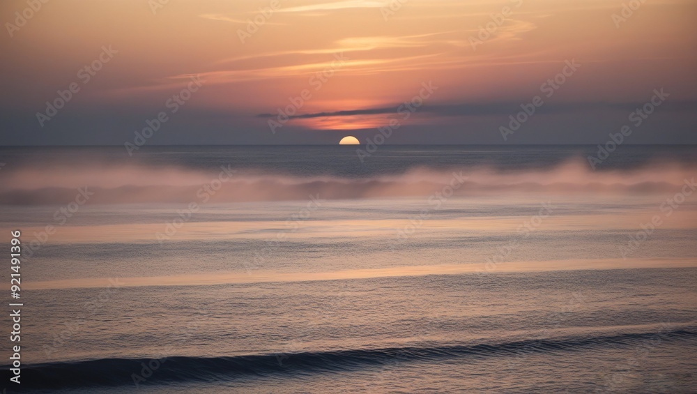 sunset over the sea fog and black clouds dim light sunset over the sea fog and black clouds dim light