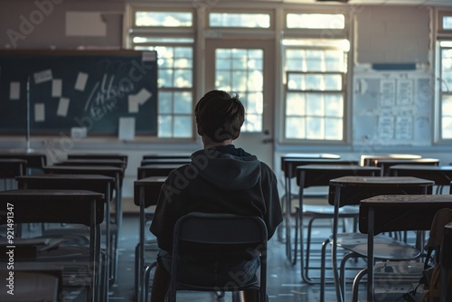 ai generative students sitting alone in class