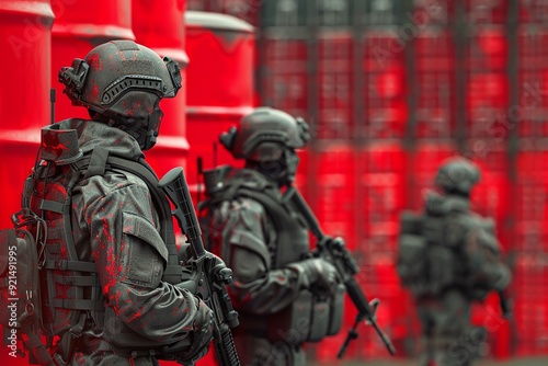 ai generative American soldiers and oil barrels
