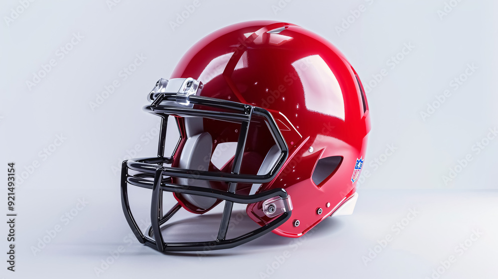 Red American Football Helmet: Red American football helmet isolated on a white background.