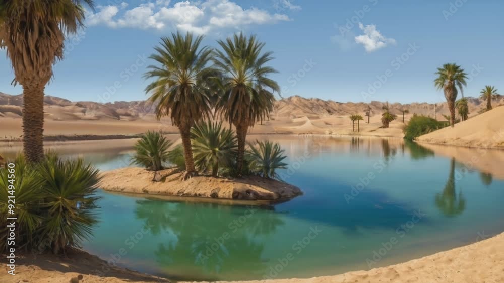oasis, date palm trees in the desert oasis, date palm trees in the desert