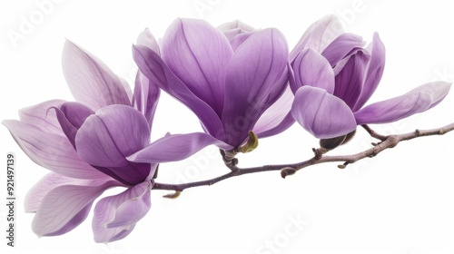 Purple magnolia flower, Magnolia felix isolated on white background, with clipping path