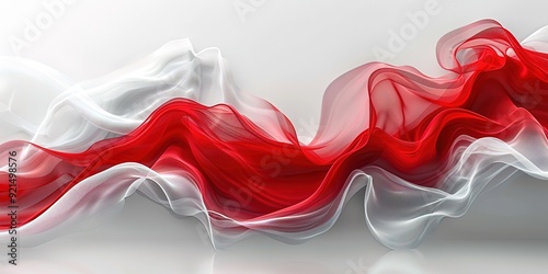 Abstract red and white fabric wave on white background.