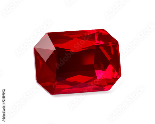 Beautiful red gemstone for jewelry isolated on white