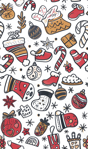 New Year and Christmas 2d cartoon or graphic advertising background, Seamless pattern