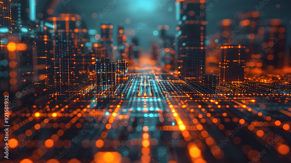 Obraz premium Futuristic Cityscape 3D Illustration