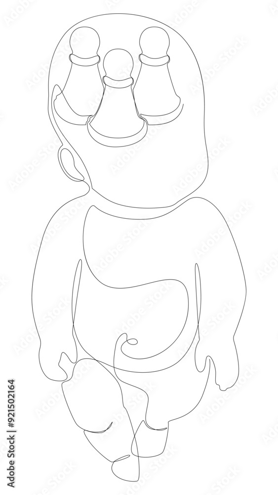 One continuous line of pawn, chess piece with a baby. Thin Line Illustration vector concept. Contour Drawing Creative ideas. One continuous line of pawn, chess piece with a baby. Thin Line Illustration vector concept. Contour Drawing Creative ideas.
