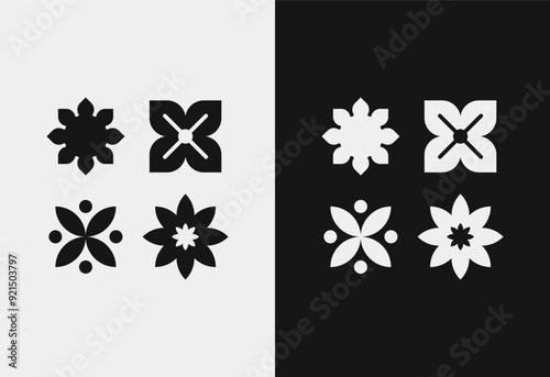 Abstract Objects Logos Flowers Vector Nature