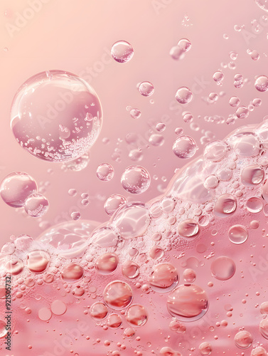 oil bubbles floating against a light background. The bubbles are semi-transparent with a reflective quality