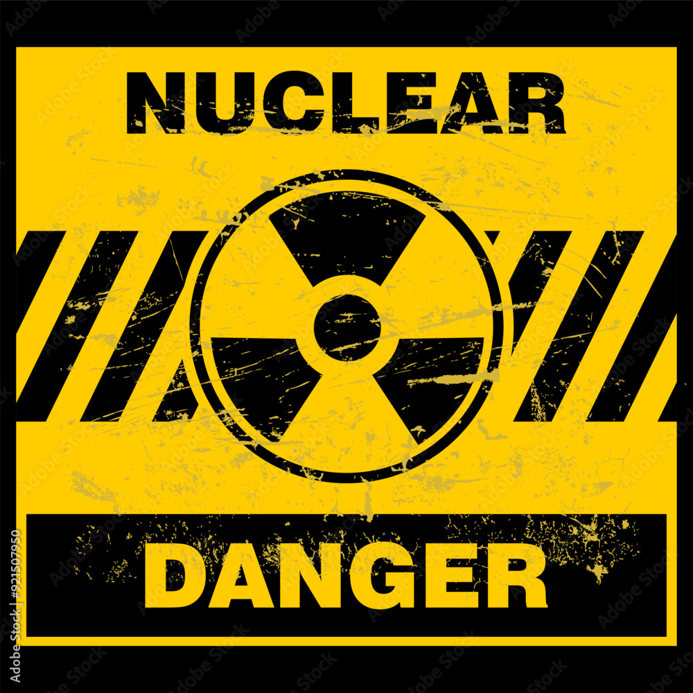 Fototapeta premium Nuclear, danger board, sign, label and sticker vector