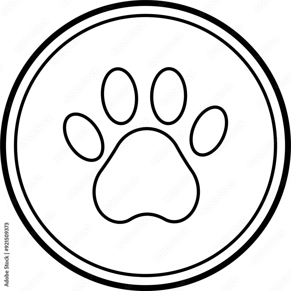 Obraz premium Paw in circle outline vector illustration